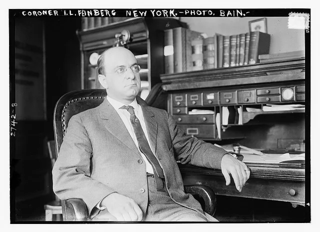 Coroner I.L. Feinberg at the coroner's office in the Criminal Court Building, at Centre And Franklin Streets. Bain News Service,, publisher. Coroner Israel Feinberg - N.Y. [between ca. 1910 and ca. 1915] 1 negative : glass ; 5 x 7 in. or smaller. Notes: Title from unverified data provided by the Bai. Celebrity Coroner Report Search: How to Request and Read One