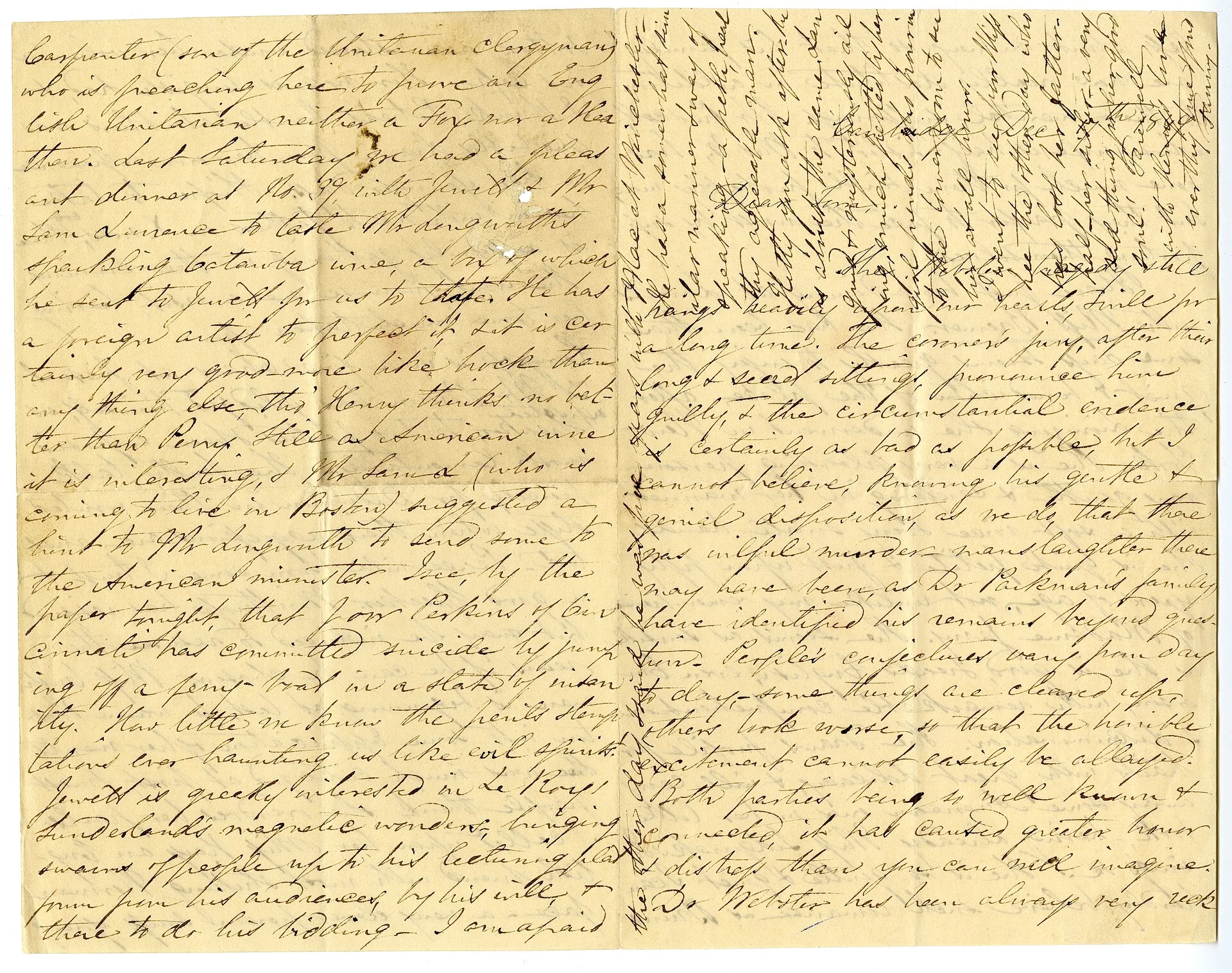 Manuscript letter Archives Number: 1011/002.001-019#031 Cambridge Dec 17th 1849 Dear Tom, The Webster tragedy still hangs heavily upon our hearts, & will for a long time. The coroner’s jury, after their long & secret sitting, pronounce him guilty, & the circumstantial evidence is certainly as bad as. Celebrity deaths: checking dates for Bowie and Prince