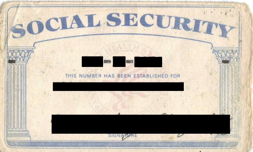 Scanned image of author's US Social Security card. How to use the Social Security Death Index to check a reported celebrity death
